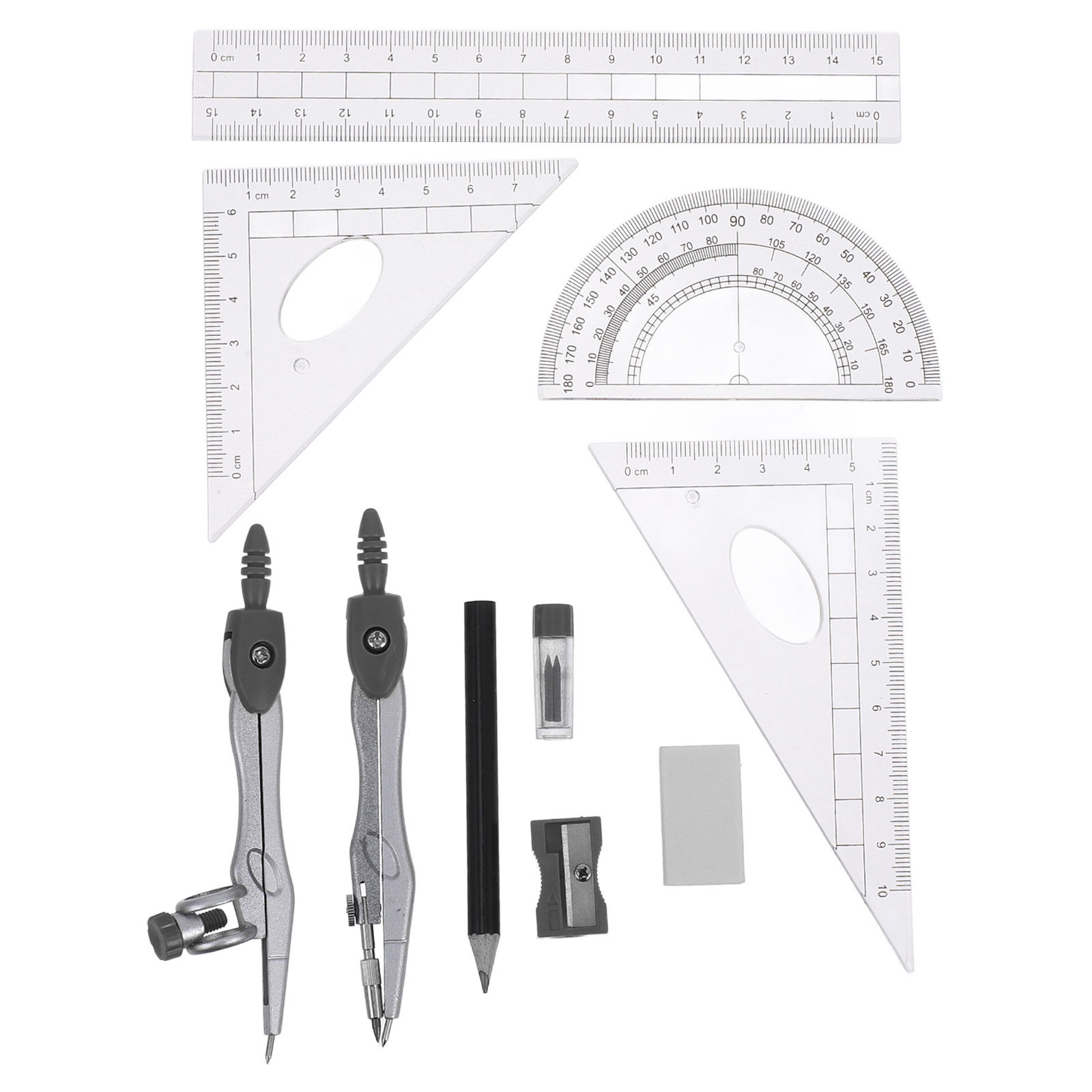 Math Geometry Set With Compass - 1세트의 기하학 도구 세트: 각도기, 컴퍼스,