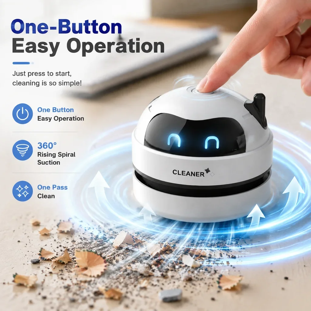 휴대용 미니 데스크탑 진공 청소기 360 °   나선형 - Mini Desktop Vacuum Cleaner For Eraser Dust 리뷰 및 가격